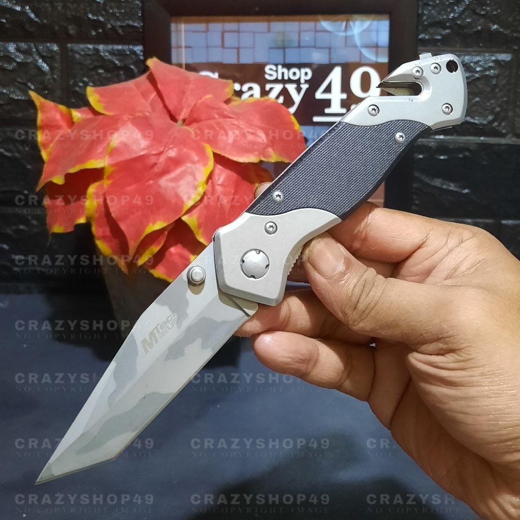 Pisau Survival Lipat Outdoor MTech U.S Solid Steel Ergonomis