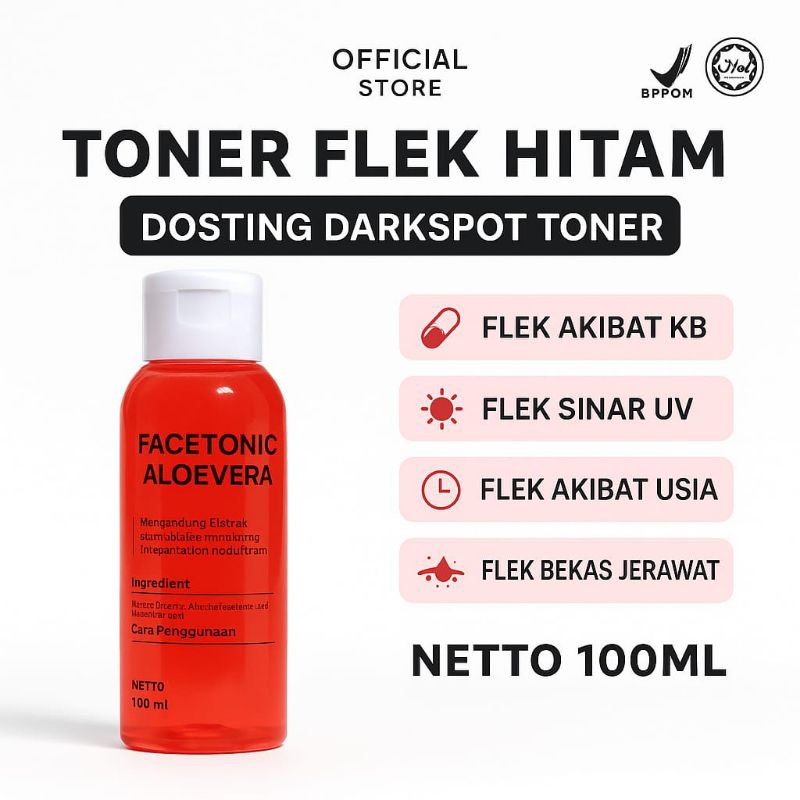 Toner Flek Hitam Facetonic Aloevera BPOM | Pembersih Flek Hitam | Jerawat | glowing mencerahkan