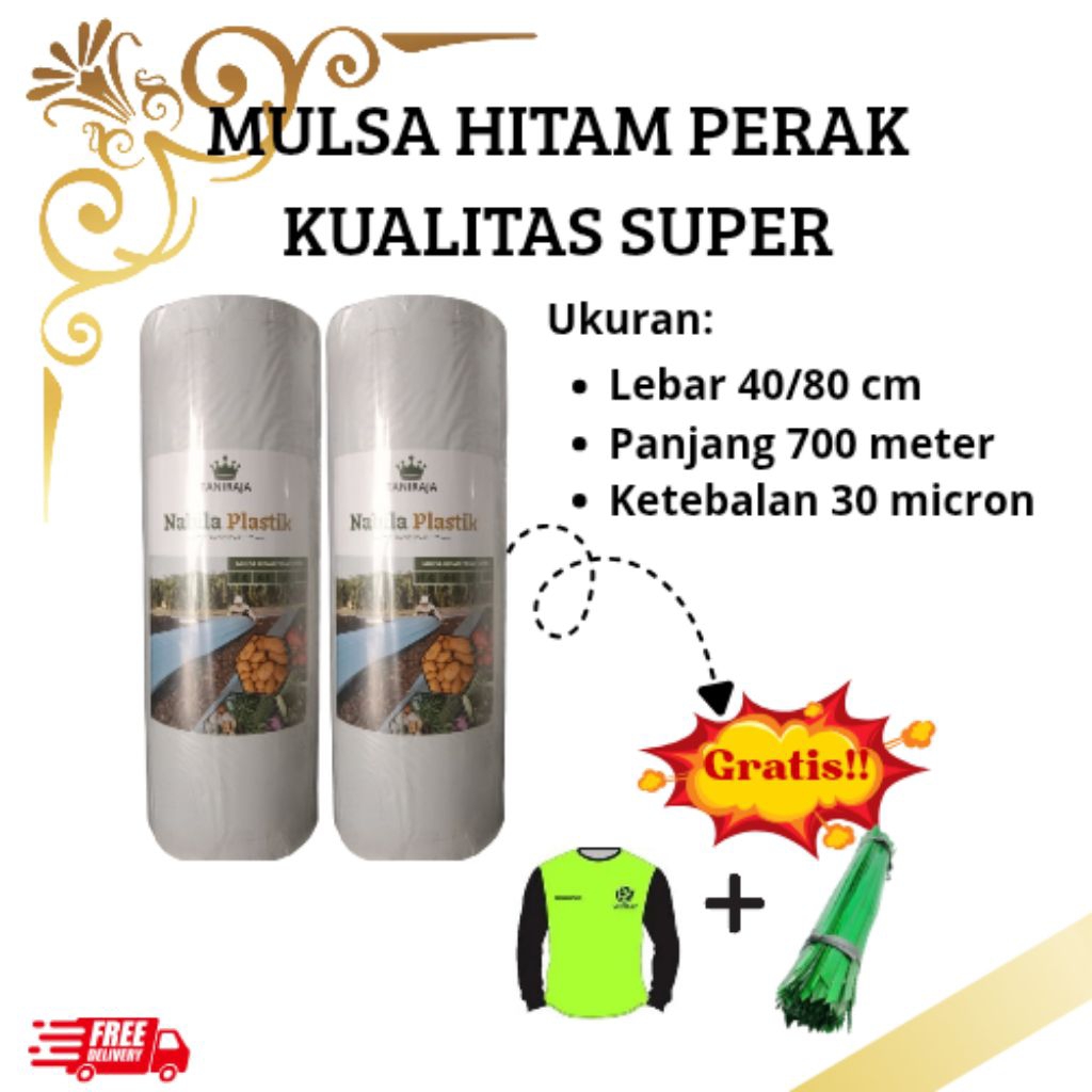 PLASTIK MULSA HITAM PERAK KUALITAS SUPER 40/80cm, Panjang 700 Meter