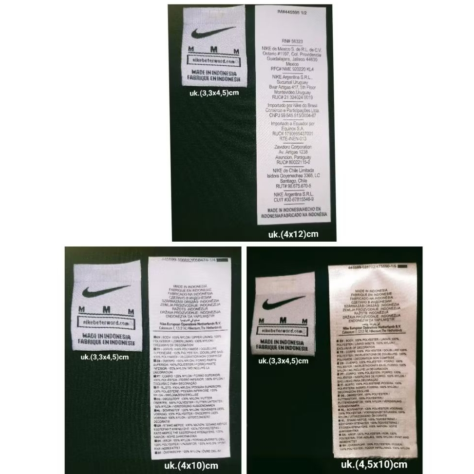 

tag label merek (logo size care wash) label tag nike