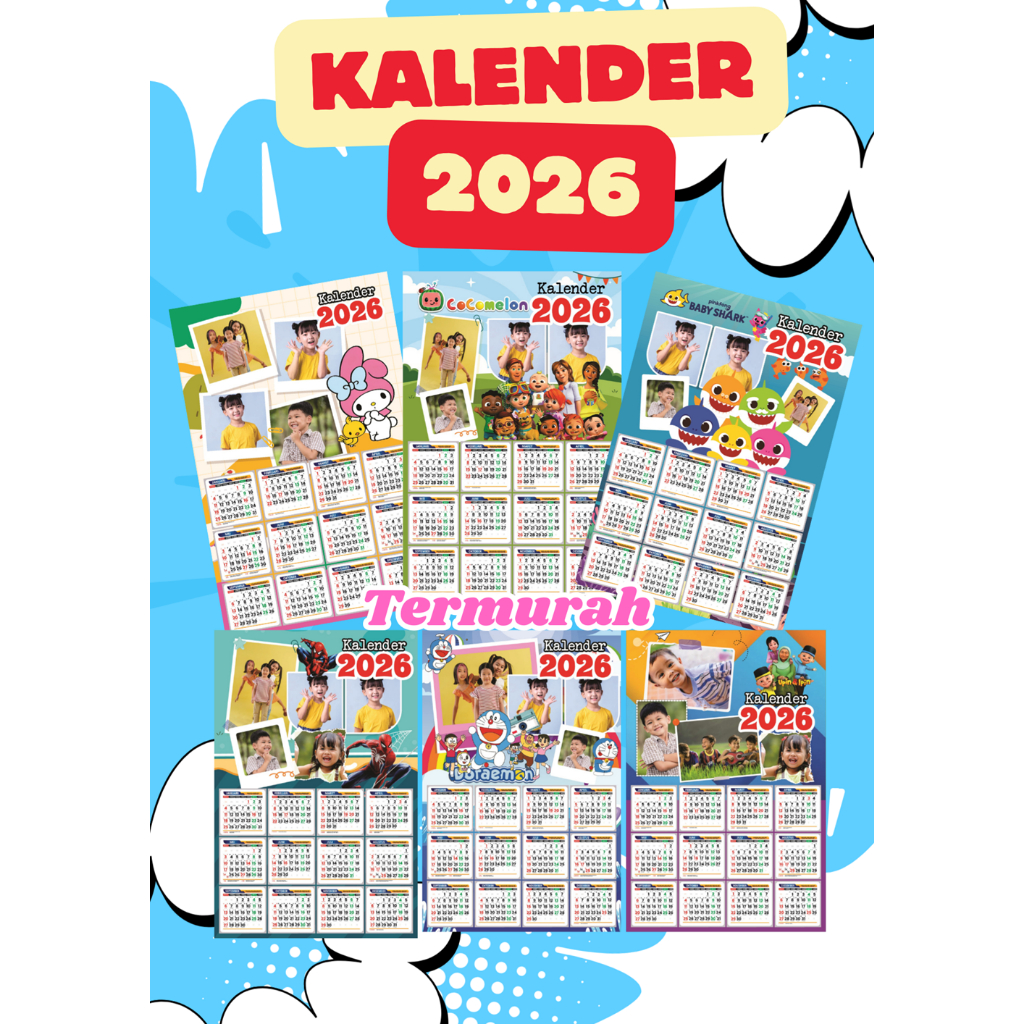 

Kalender Dinding 2026 Motif Anak Custom/Kalender Foto Termurah/TANPA PO