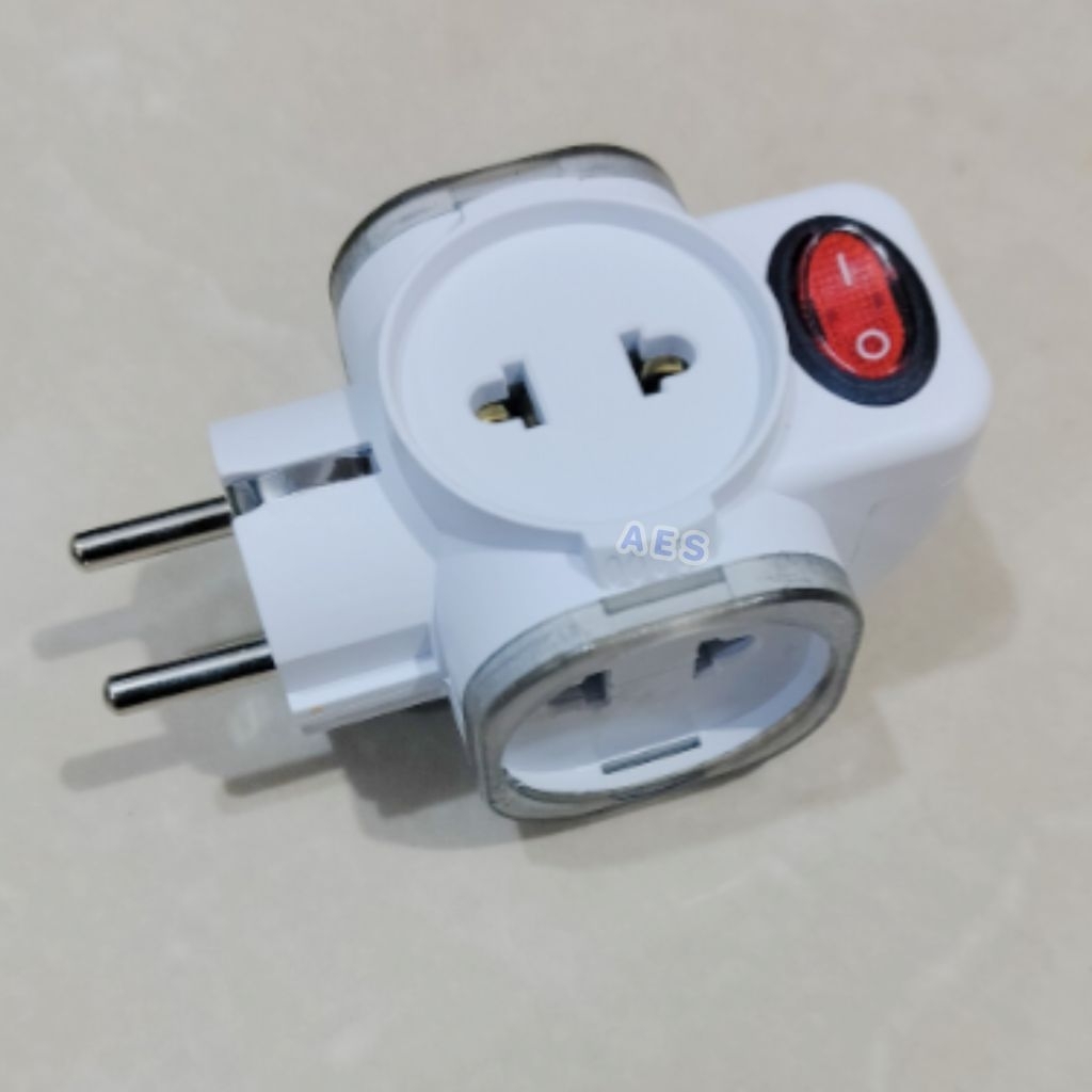 Cok Cabang 4 / Steker T Arde Datar Mikotek + Saklar On/Off