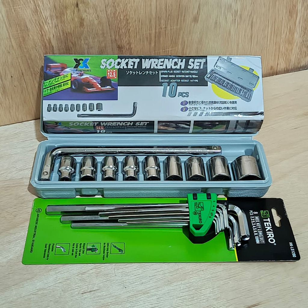 TERMURAH 2 SET Kunci L Set Panjang Tekiro 8 Pcs / Kunci L Tekiro Kunci L Bintang Tekiro panjang tanp