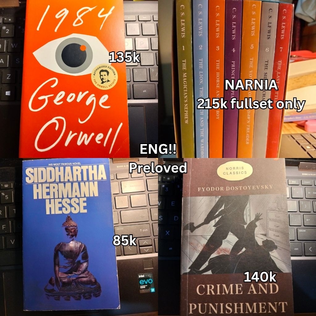 PRELOVED ENGLISH BOOKS ORI (1984, Narnia, Siddharta, Crime and Punishment)