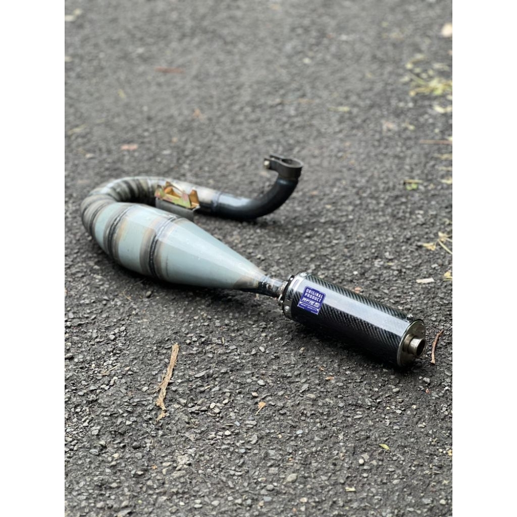 Pipa knalpot vespa buang kiri vespa exhaust galvanis carbon kompetisi 150-187cc