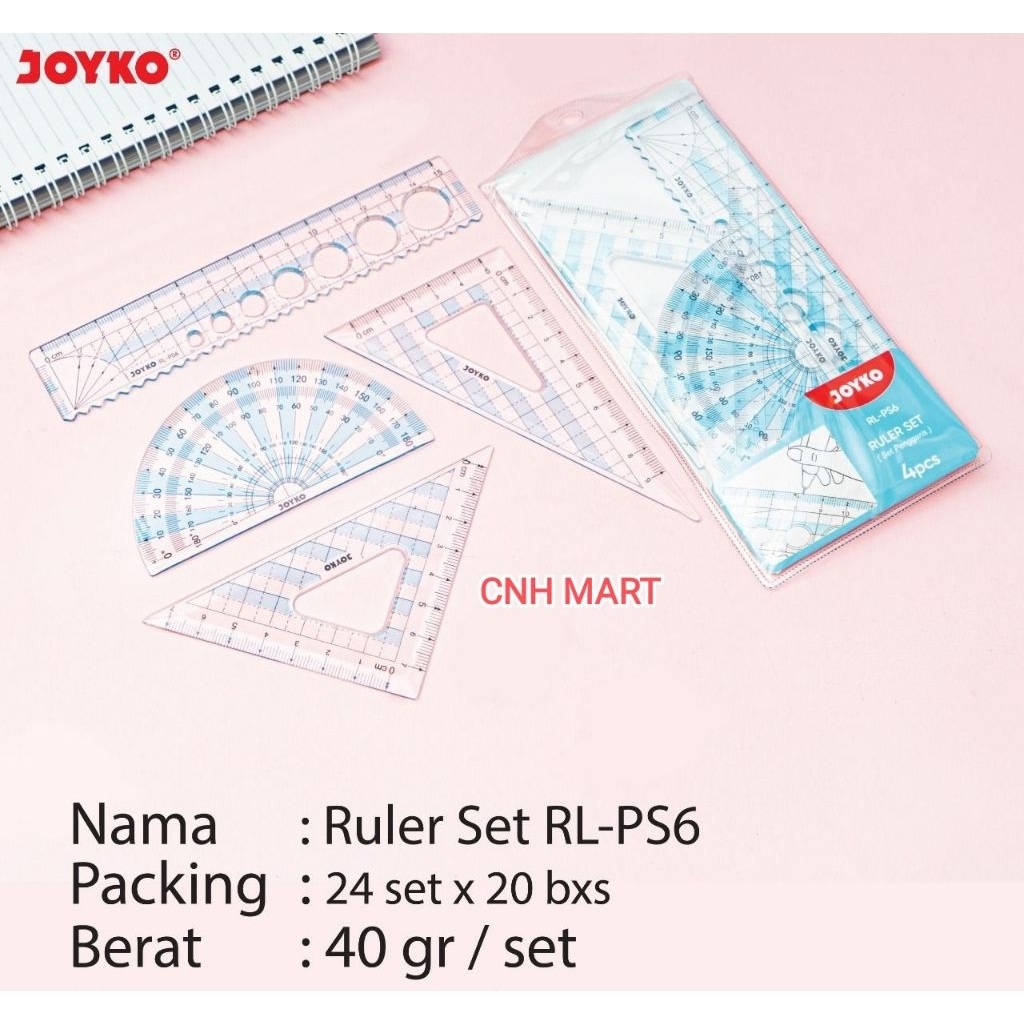 

Pengaris Set isi 4 buah JOYKO Ruler Set RL-PS6