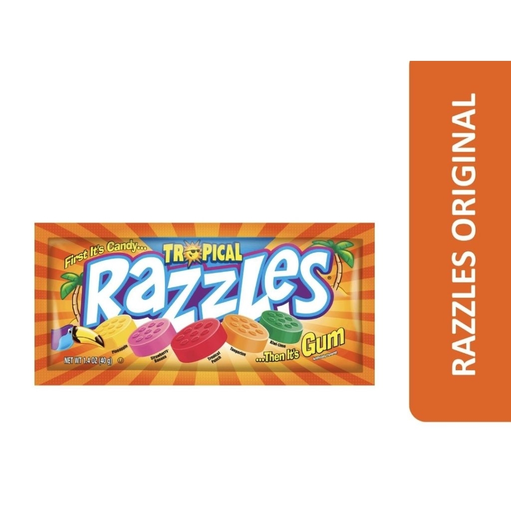 

Razzles Razzles Candy & Gum Permen Karet Rasa Buah Original Impor USA 40g Fun Dip Cherry Yum Dipply / Raz Apple Magic Dip Candy Permen Import
