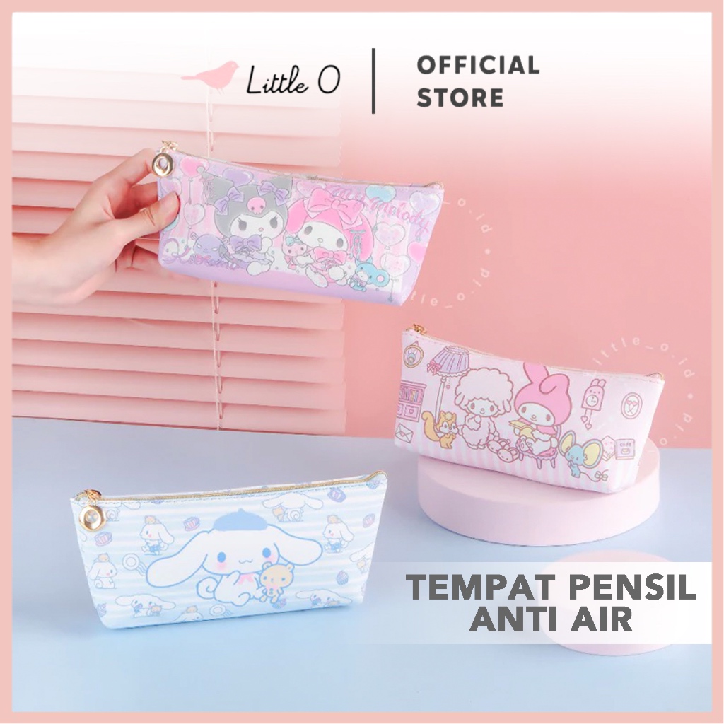 

LITTLE O Sanrio Pencil Case Tempat Pensil Lucu Tempat Kuas Makeup Bahan PU Anti Air