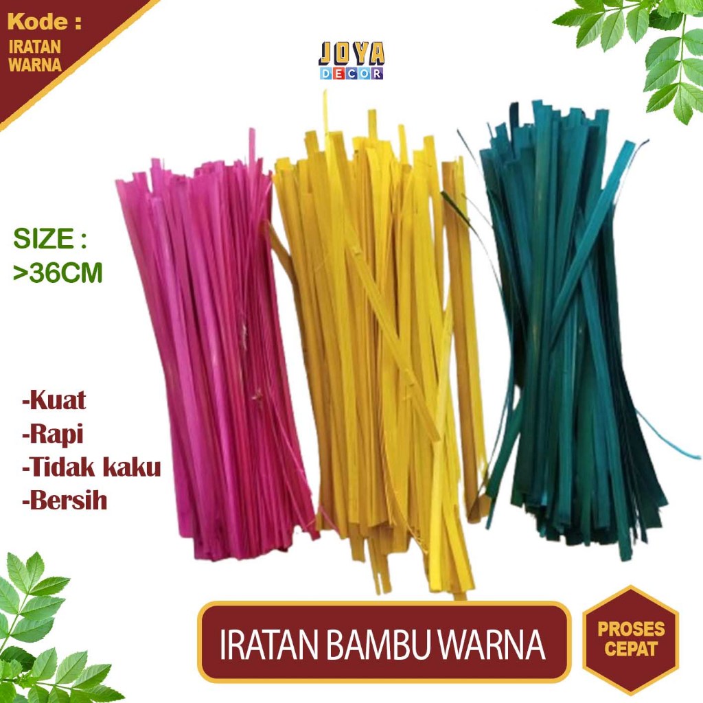 IRATAN BAMBU WARNA , ANYAMAN KERAJINAN BAMBU ,ISI 100PCS , UKURAN 36CM