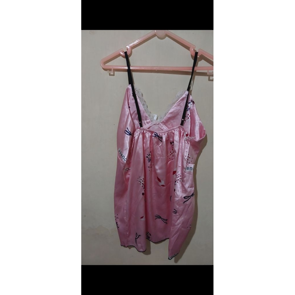 Baju Tidur Baby Doll Silk Pink Preloved