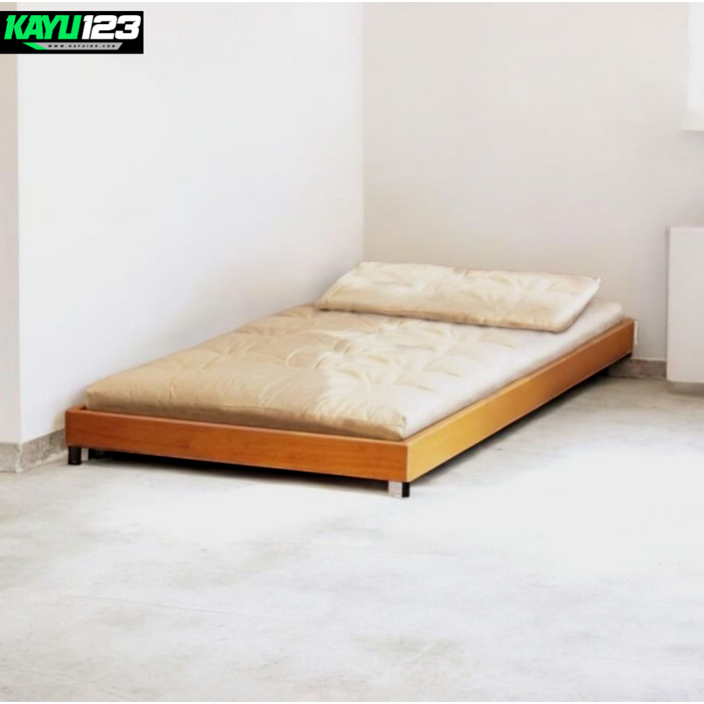 Rangka tempat tidur kayu single divan kayu divan minimalis kayu - 90-200 x 200 cm