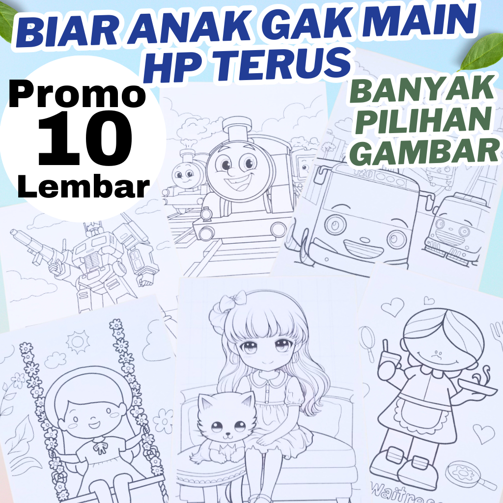 

Kertas Mewarnai Anak 10 Lembar A5 Variasi Lucu Edukasi Anak