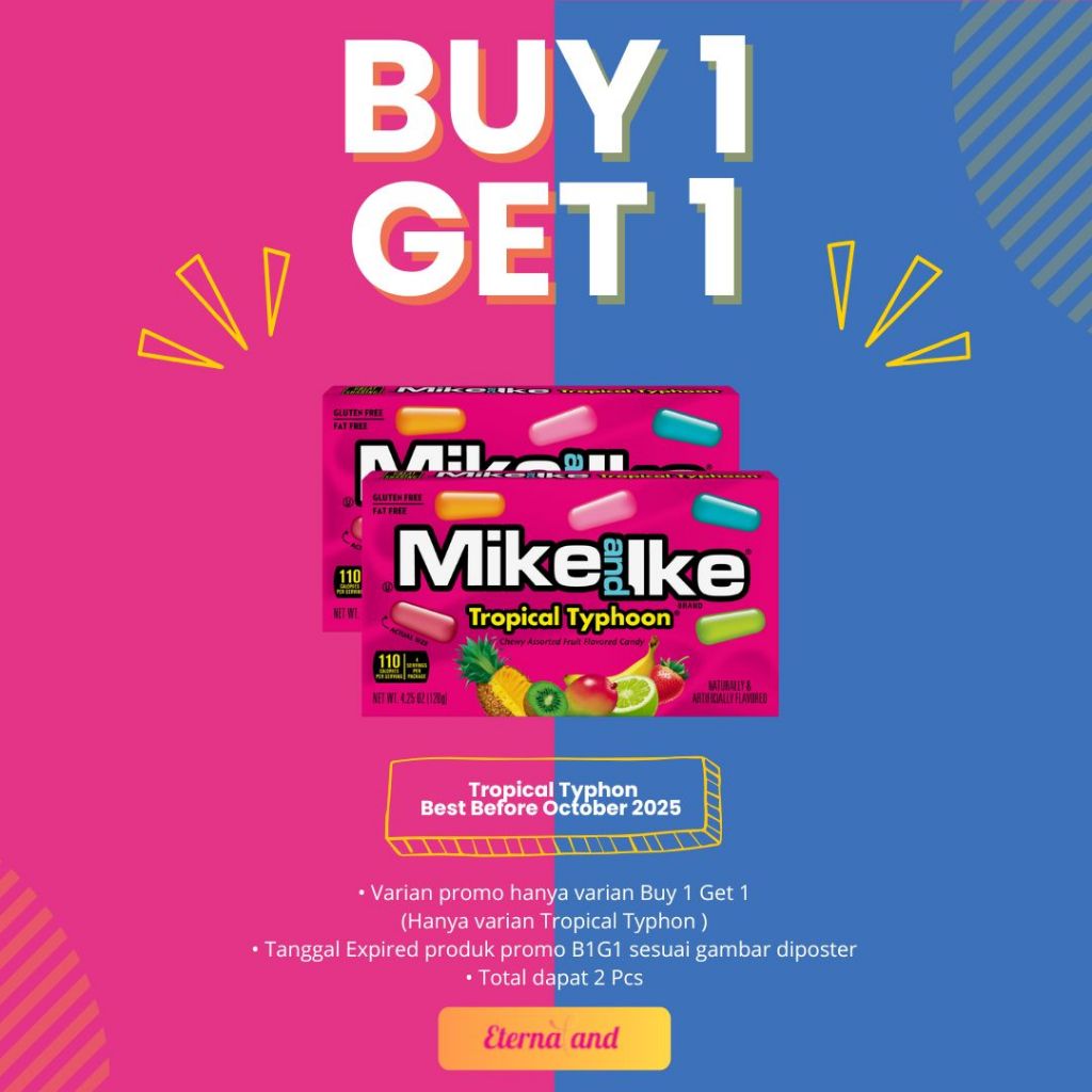 

Mike and Ike Fruit Candy - permen rasa buah impor USA