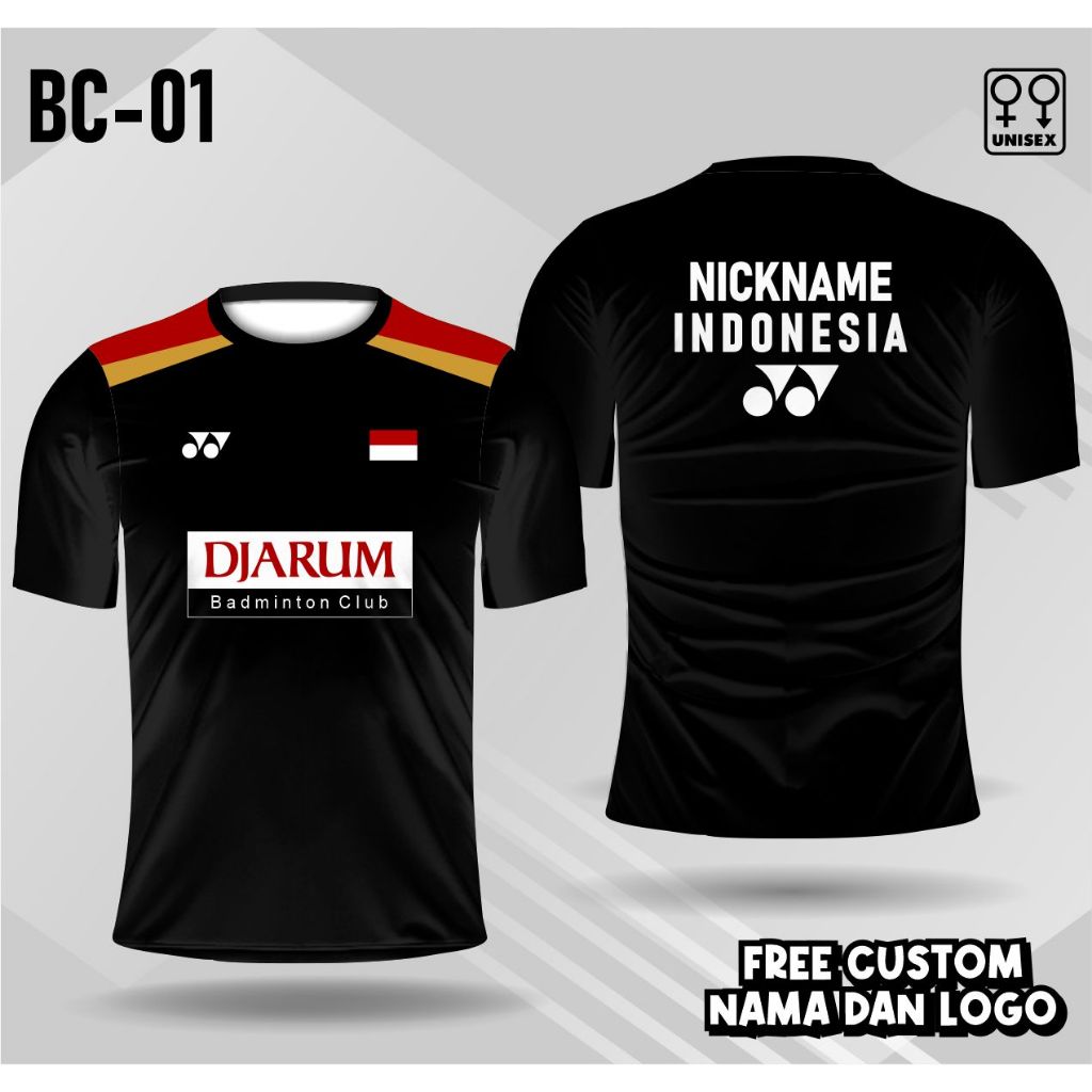 jersey bulu tangkis jersey badminton PB Djarum free custom nama dan logo BC-01