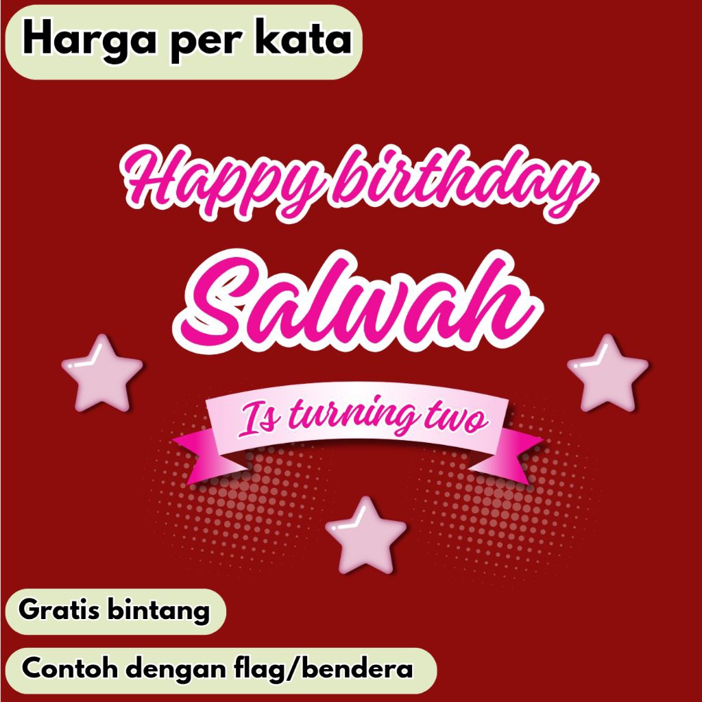 Tulisan nama dekorasi backdrop ulang tahun happy birthday tasyakuran aqiqah tasmiyah khitanan