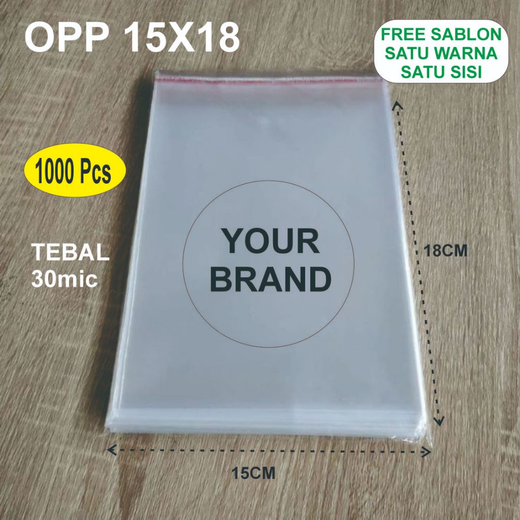 

Plastik OPP tebal kemasan roti Ukuran 15x18 sablon custom satu warna satu sisi rumah sablon assalam