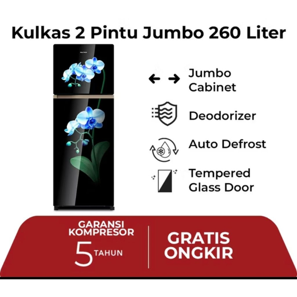 kulkas belleza Polytron  260 liter kulkas Polytron PRW 29mo