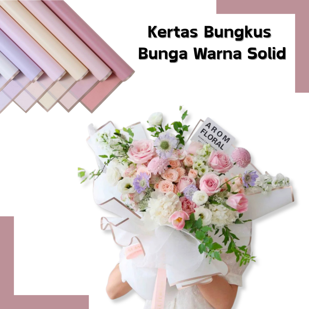 

Kertas Bungkus Bunga Warna Solid / Tahan Air & Awet / Serbaguna / 20 Lembar per Pack