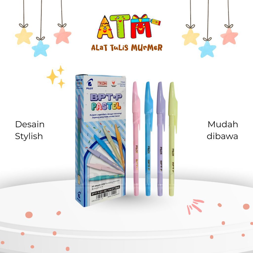 

bolpen pilot BPTP/pulpen pilot/bolpen pilot BPTP pastel per lusin/Pilot Bptp Pastel Colour Bolpen Tinta Hitam
