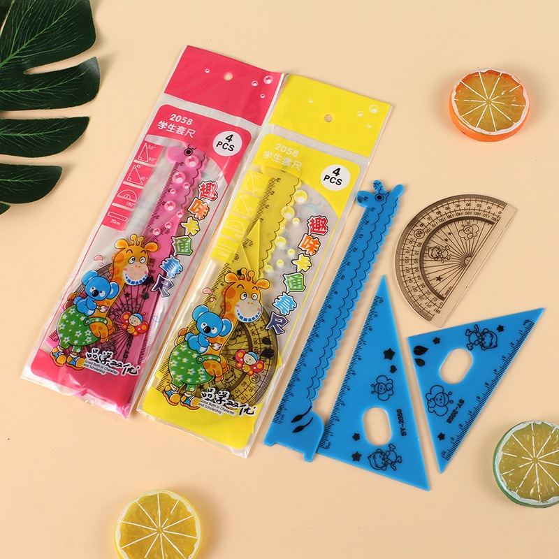 

✨AWC✨ PENGGARIS PLASTIK 1 SET 4 MODEL BENTUK HEWAN JERAPAH KARTUN LUCU 15CM GIRAFFE RULER PP80