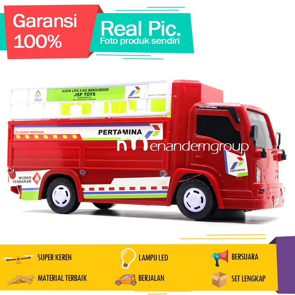 Manan Mobil Mobilan Truk Oleng Fuso Basuri Engkel Angkut Gas Pertamini Berjalan Bersuara LED