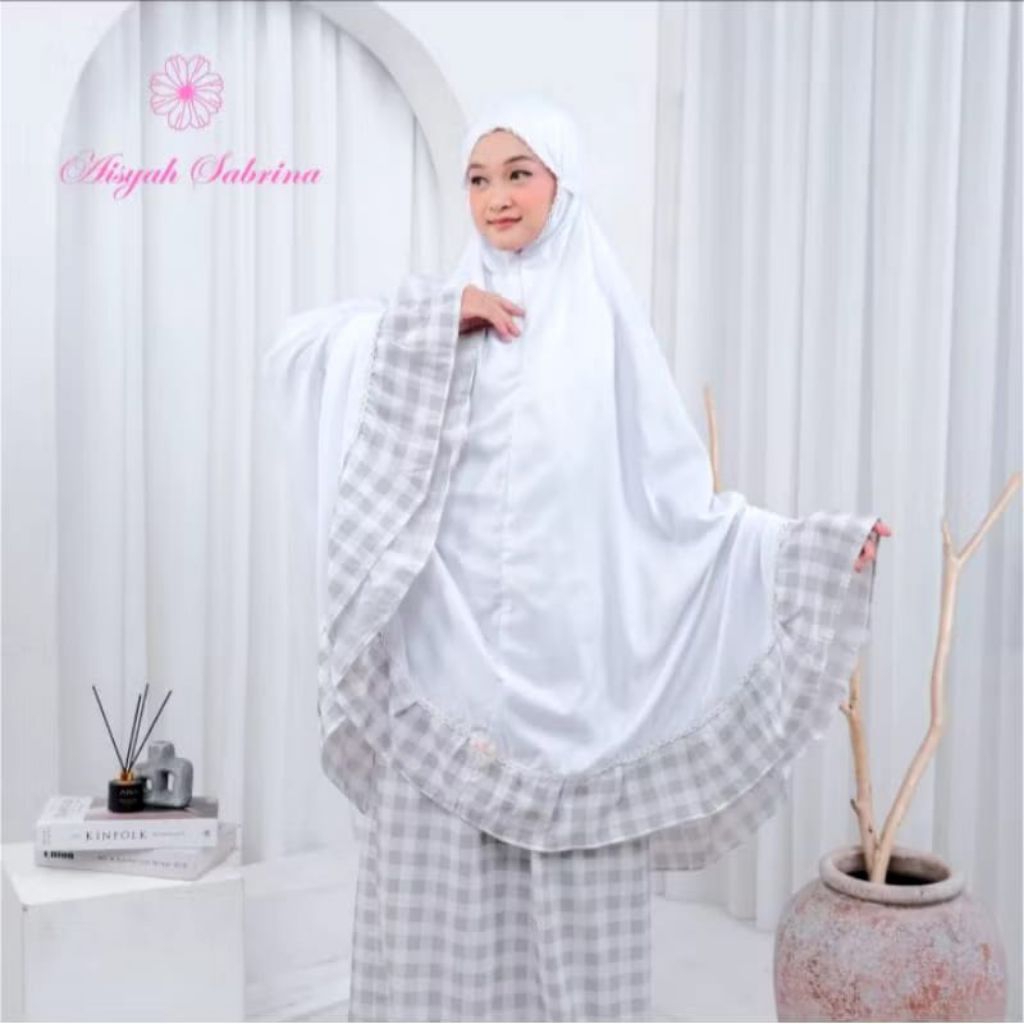 AISYAH SABRINA - Mukena Santri Shofia 2 in 1 Kotak Mukena Pondok Gontor Katun Adem Jumbo