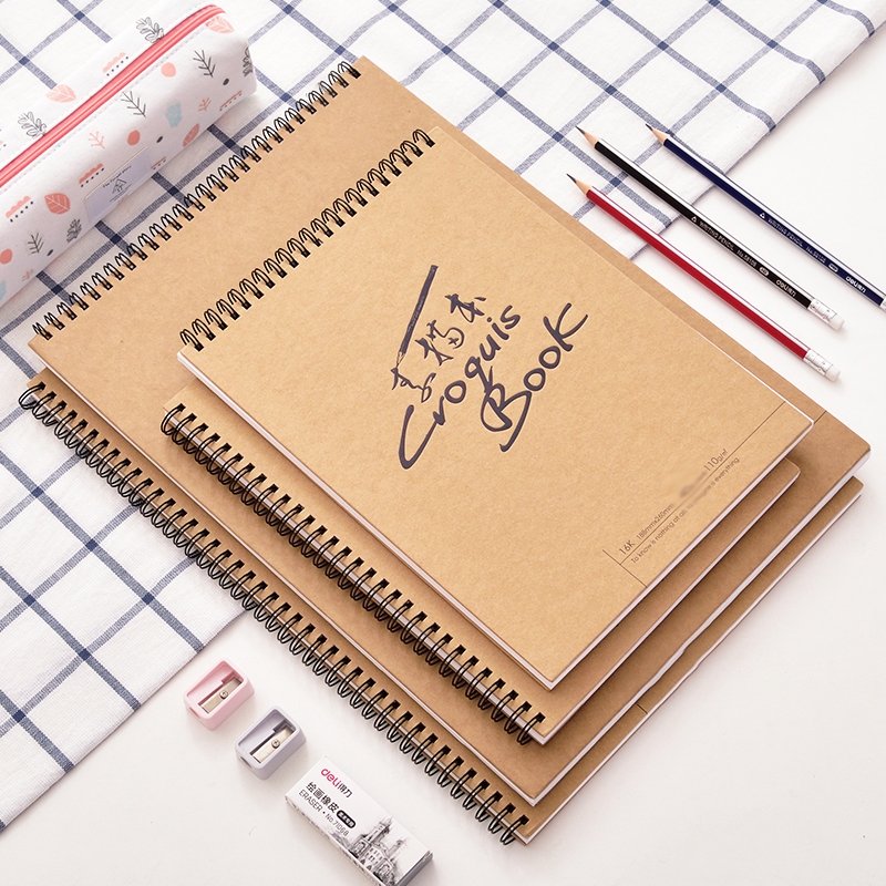 

Croquis Book Sketchbook Spiral Atas A4 8K Buku Sketsa Pensil, Pensil Charcoal, Drawing Pen