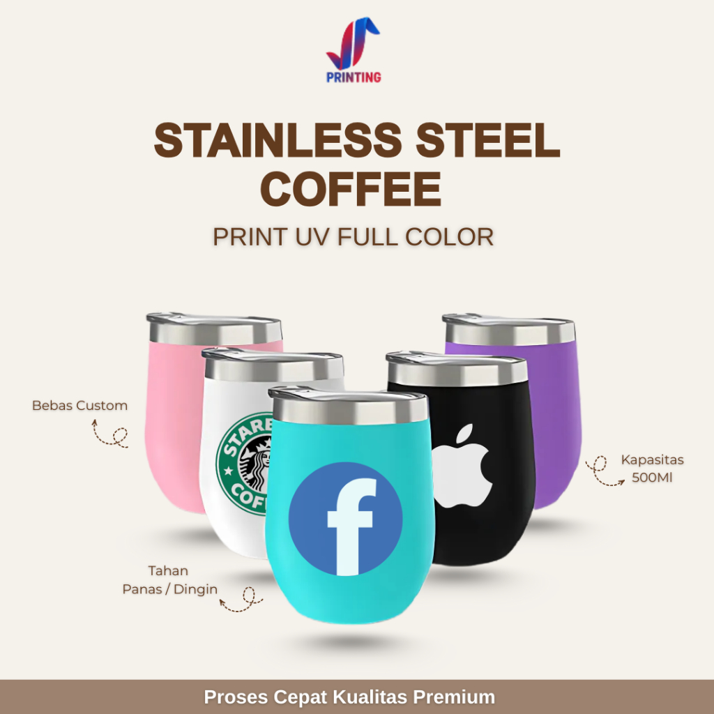 MUG EGG KOPI STAINLESS STEEL 360ML MUG CUSTOM UV PRINT