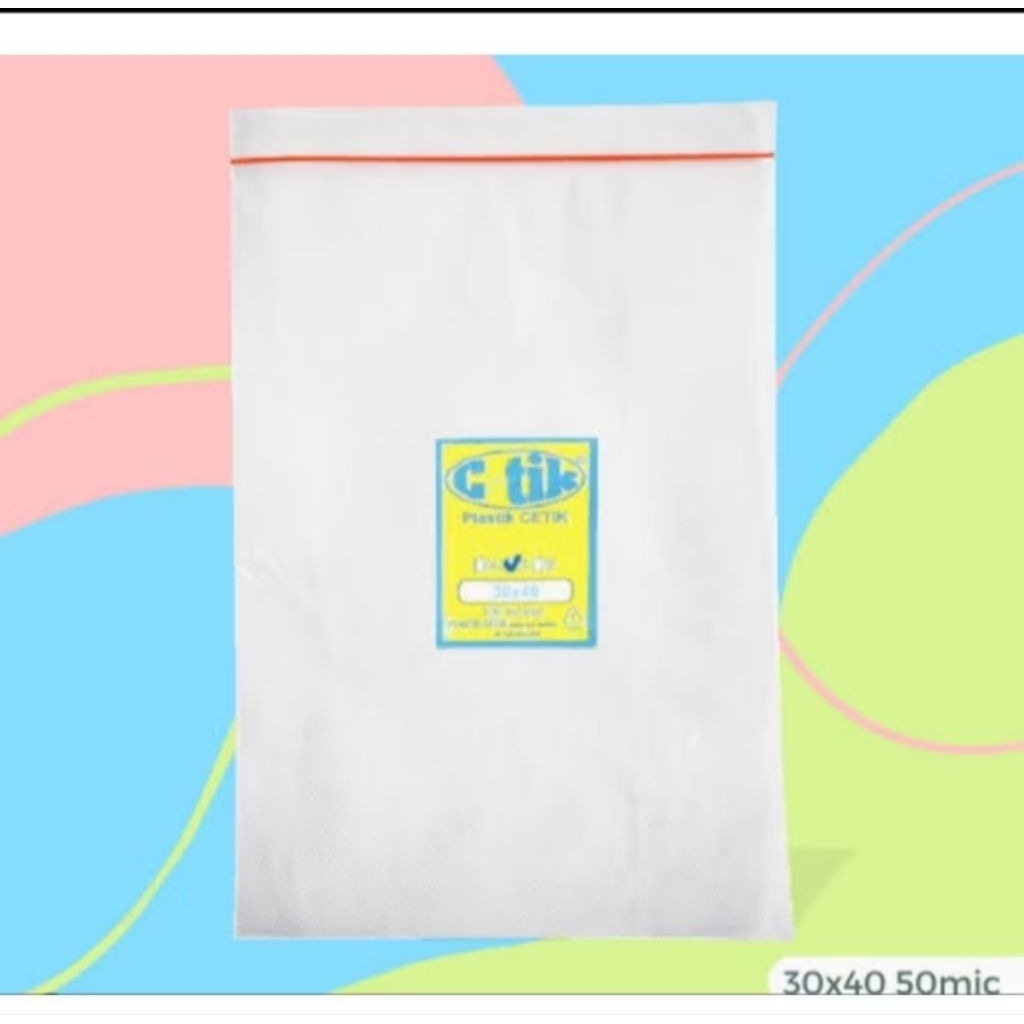 Plastik Klip CTik Ecer Satuan per Lembar Ziplock 30 x 40 cm Cetik C-tik Ctik 40 Micron per  - Lebih 