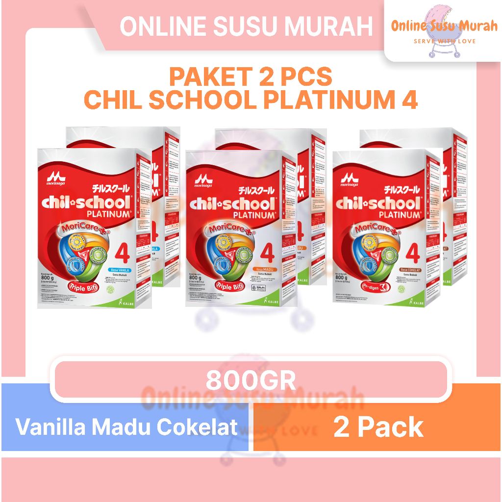 CHILSCHOOL PLATINUM PAKET 2 KOTAK 800 GRAM CHIL SCHOOL MORINAGA SSKD
