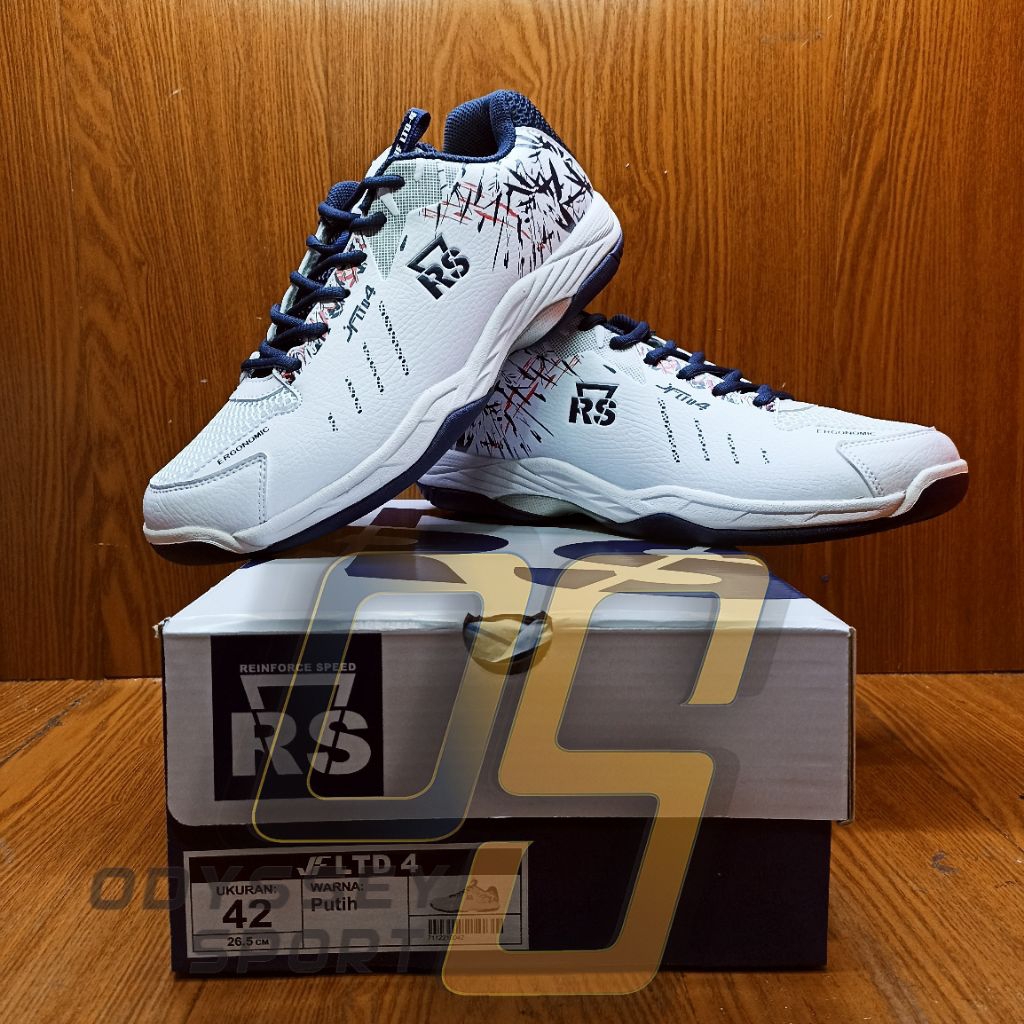 Sepatu Badminton RS JF LTD 4 (White) 100% ORIGINAL