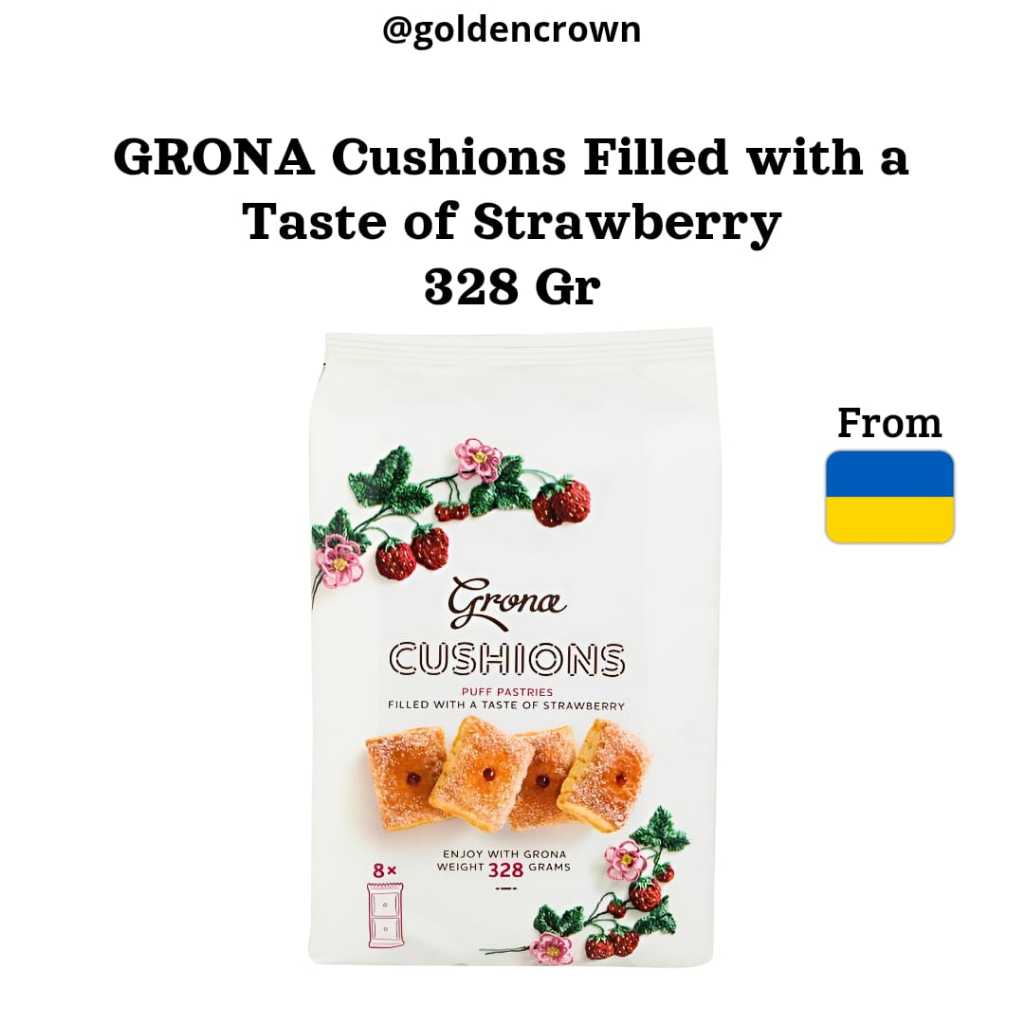 

Grona Cushions Puff Pastries Filled with a Taste of Strawberry | pai isian rasa stroberi 328g