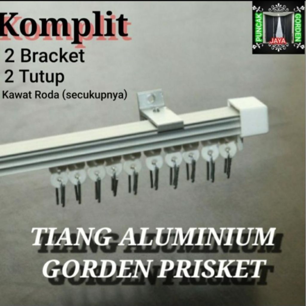 Batang Tiang Gorden Balok Kotak Silver Vitrase Daleman