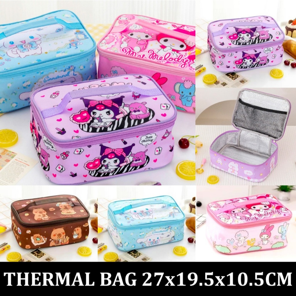 2025 Tas Bekal Thermal tahan panas anak sekolah tempat makan siang original import besar capybara ka