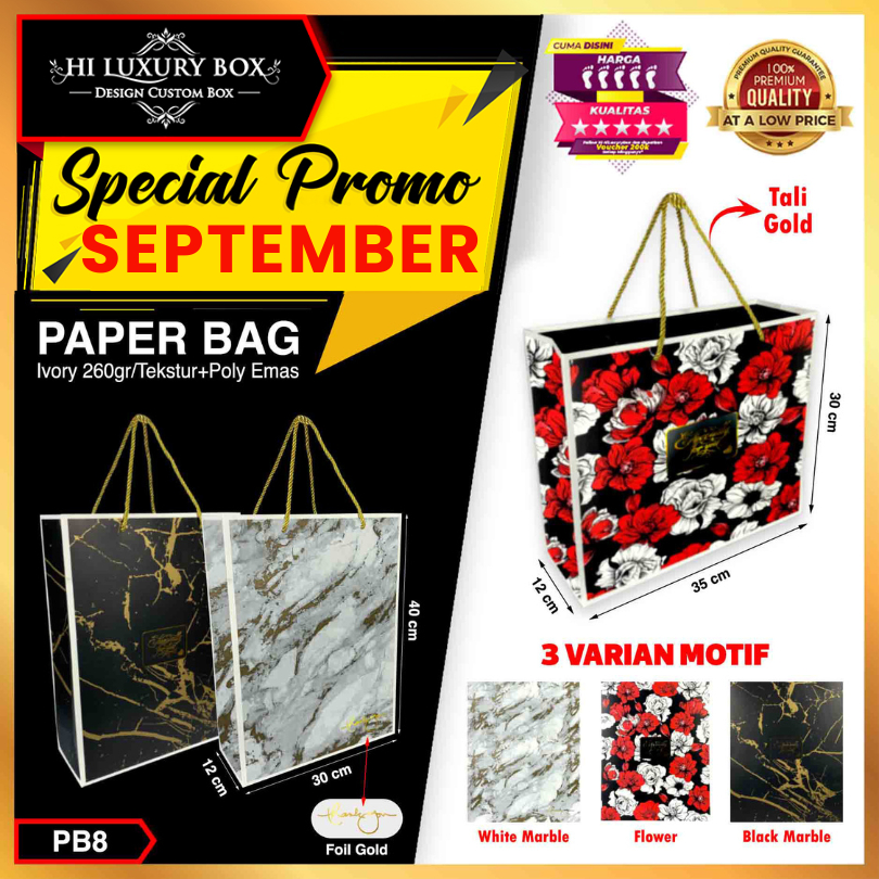 

Paper Bag Rose Marble - Tas Hadiah aestetic kado ulang tahun jumbo - Hampers - Souvenir PB8