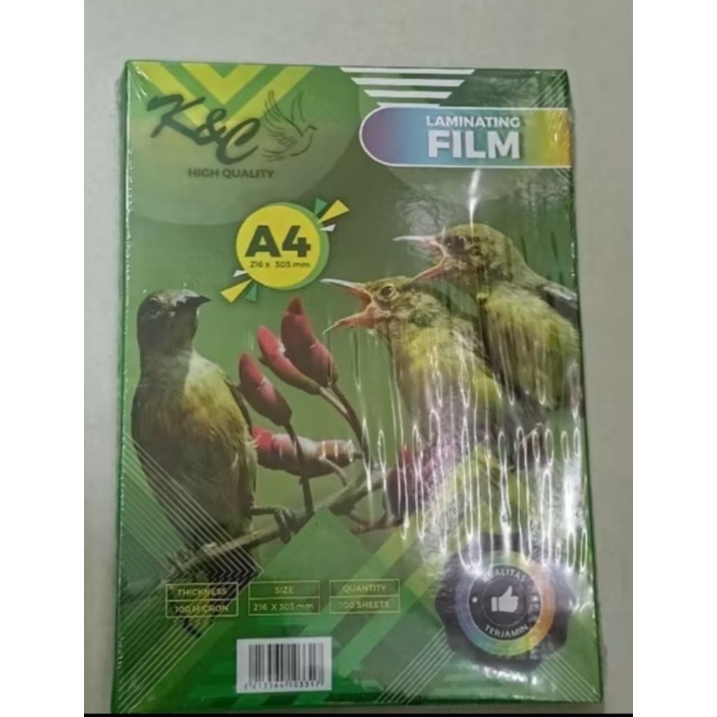 

LAMINATING FLIM/PLASTIK LAMINATING K&C A4