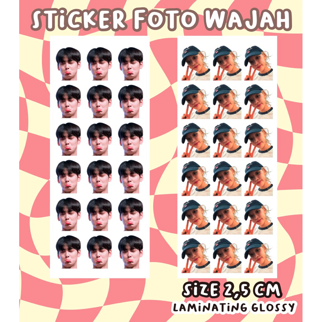 

Sticker Foto Wajah Waterproof Laminasi Glossy