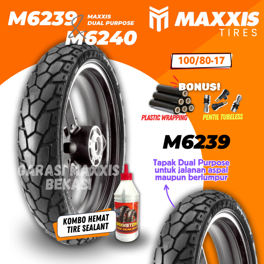 [READY COD] BAN MAXXIS M6239/40 ON/OFF ROAD TUBELESS ( 100/80-17 ) BAN MOTOR MAXXIS RING 17 CROSS KL