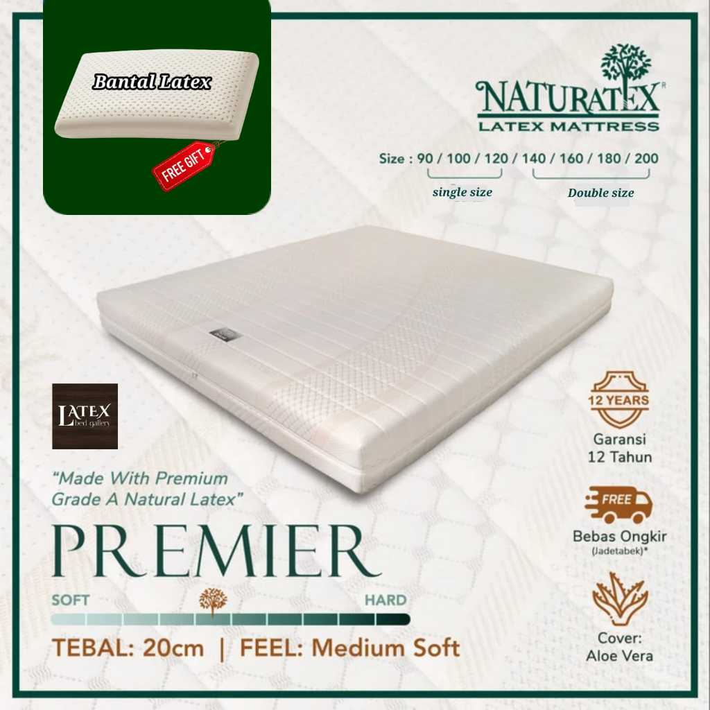 Kasur Latex Naturatex Premier Tebal 20cm ukuran 90x200cm - 200x200cm - Kasur kesehatan - Kasur Ortho