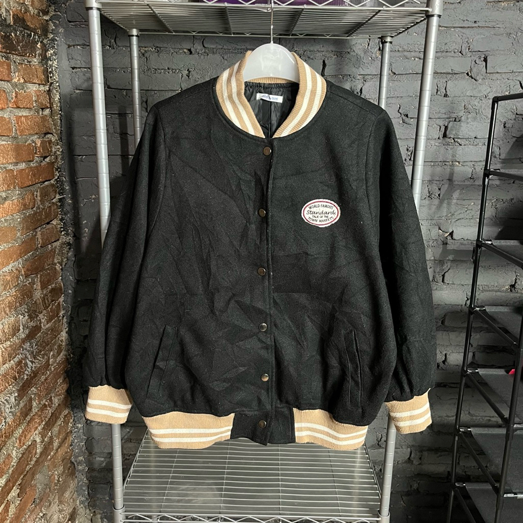 Jacket varsity black wool