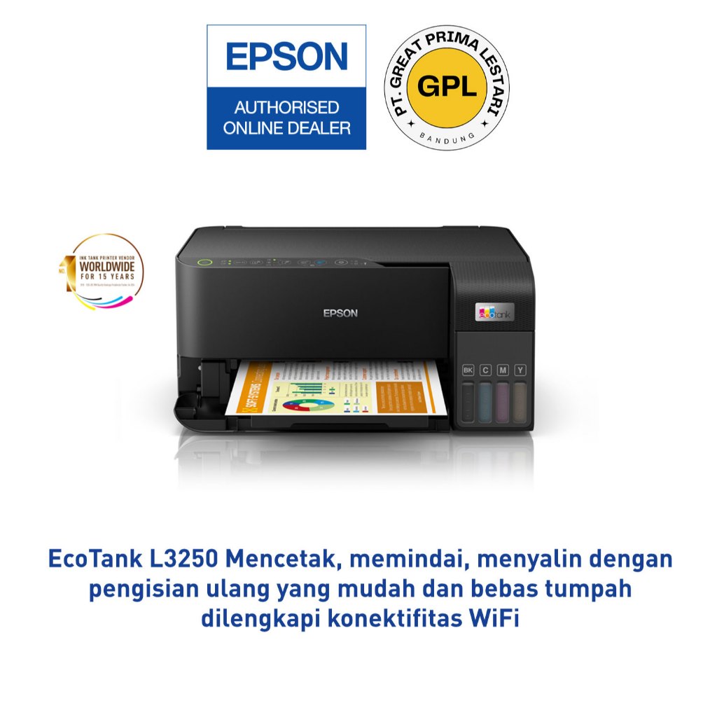 Printer Epson EcoTank L3250 L 3250 L-3250 L3251 L 3251 Wifi Print Scan Copy