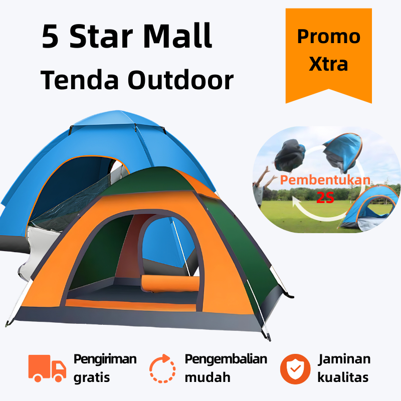 Tenda Camping Dome 2 Orang Waterproof Anti Air || Tenda Camping Dome 4 Orang Otomatis Anti Air