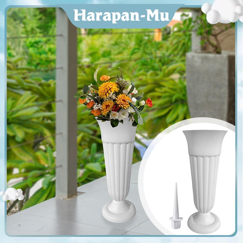 1set Vas Bunga Kuburan / Vas Bunga Plastik Tinggi / Pot Bunga Plastik Tropy Piala