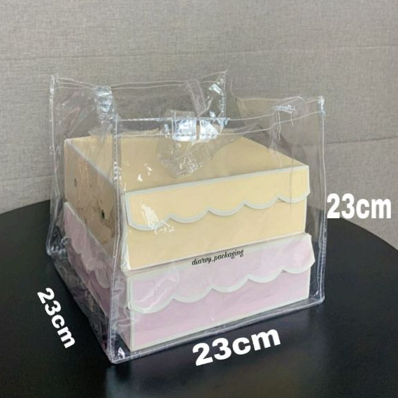 

TAS MIKA BENING uk 23x23 untuk nasi kotak Goodie bag souvenir hampers ultah bening transparan Termurah