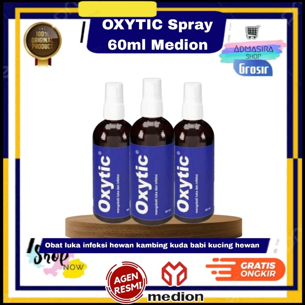 OXYTIC Spray 60ml Obat luka hewan semprot scabies antibiotik sapi kambing kucing anjing 60 ml Medion