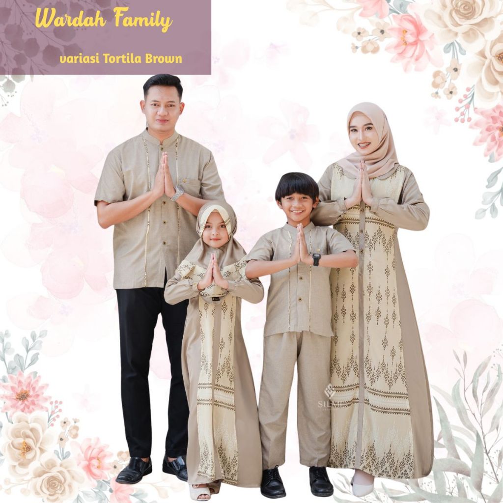 Seragam Couple Pasangan Kondangan Sarimbit Keluarga Motif Etnik Silmi Wardah Tortilla Brown