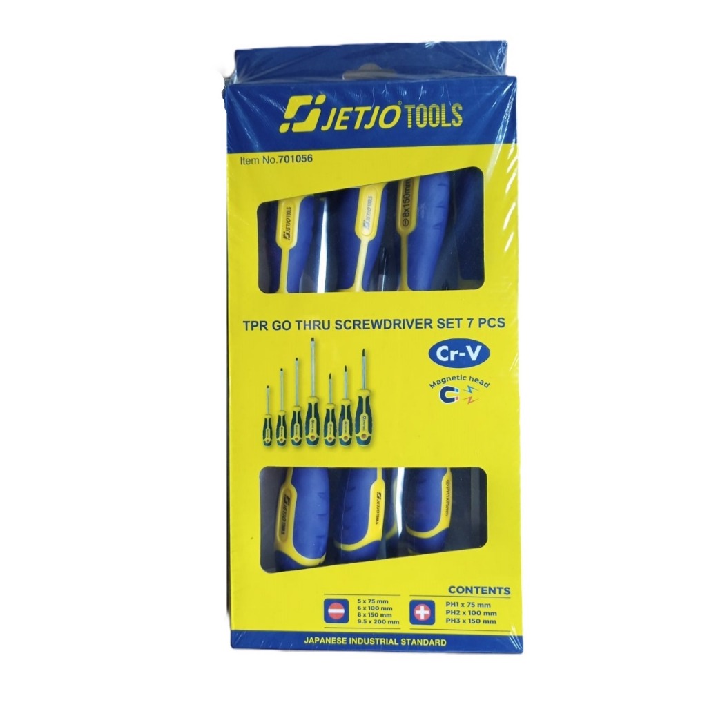 Obeng Ketok - TPR GO THRU SCREWDRIVER SET 7 PCS Lakoni Pro / JetjoTools 701056