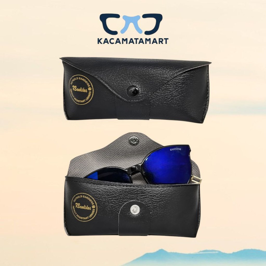 Dompet Kacamata Bahan Kulit Hardcase Dengan Klip Pengunci Box Kacamata Glasses Case R.Bandidos