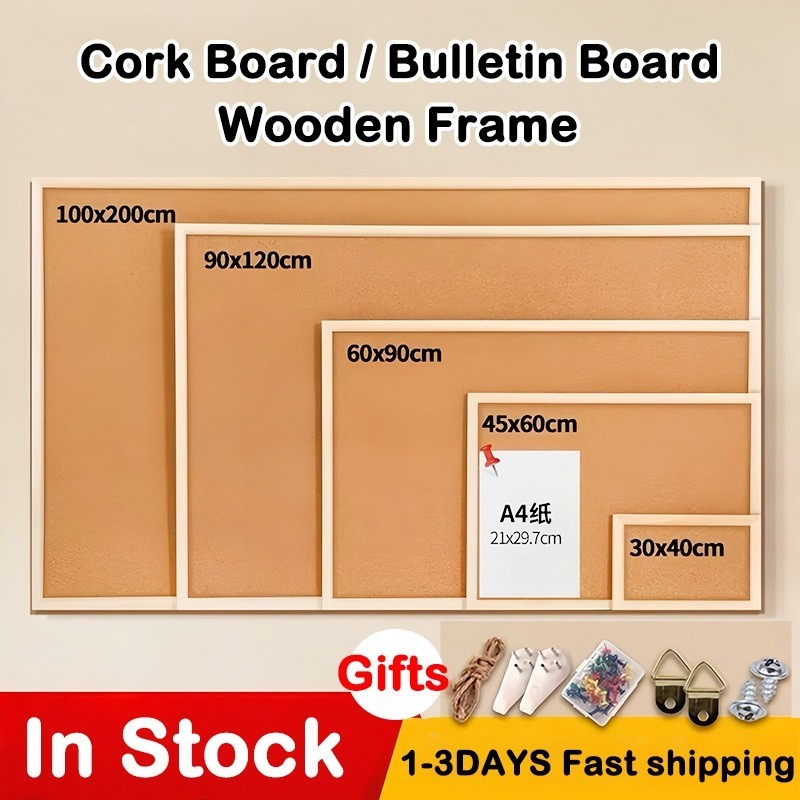 60x90CM Message Board / Cork Board / Vision Board / Mading Kamar / Pin Board / Board send Sticker an