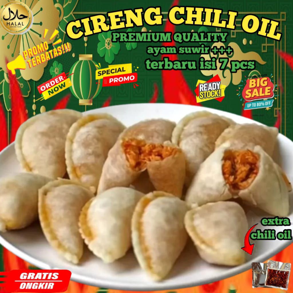 

1 PACK CIRENG MERCON PREMIUM CHILI OIL YUMMY COCOK DIMAKAN BERSAMA KELUARGA/PASANGAN/SAUDARA DAN TEMAN TEMAN DENGAM BERBAGAI RASA AYAM PEDAS/AYAM ORIGINAL/ATIPEDAS/KEJU YUMMY